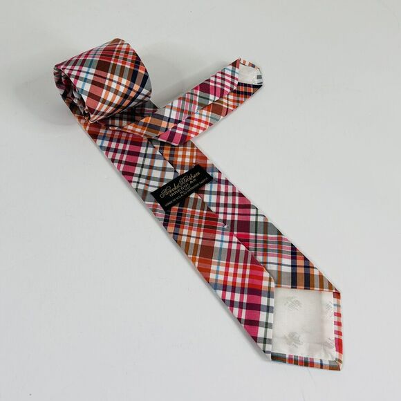 Brooks Brothers Irregular 100% Silk Necktie Rainbow Plaid 57 x 3 USA Made - Picture 2 of 3